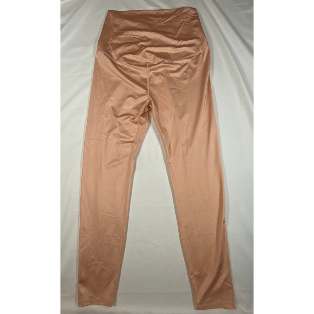 Fabletics Women Large Rose Gold High-Waisted Shine Maternity Leggings NEW